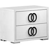 Luxuria Nightstand in High Gloss White & Black